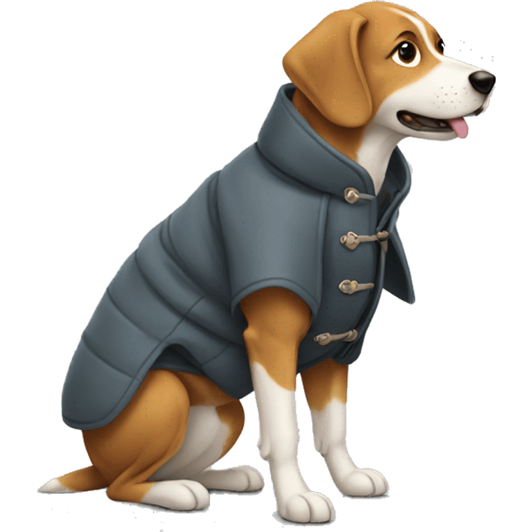 A dog wearing a coat  emoji