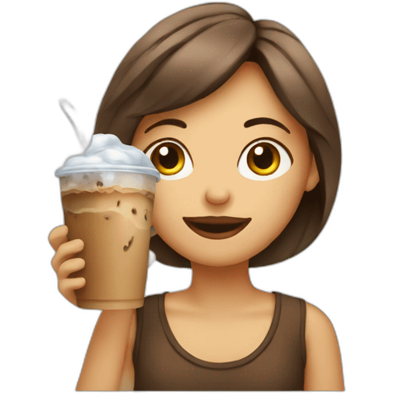 iced coffee girl thinking emoji