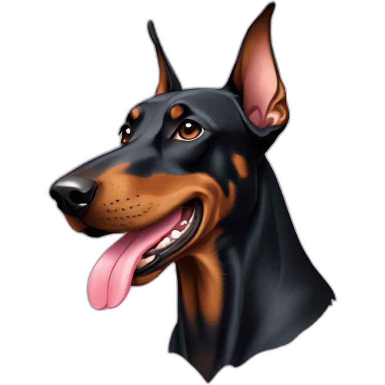 doberman with tongue emoji