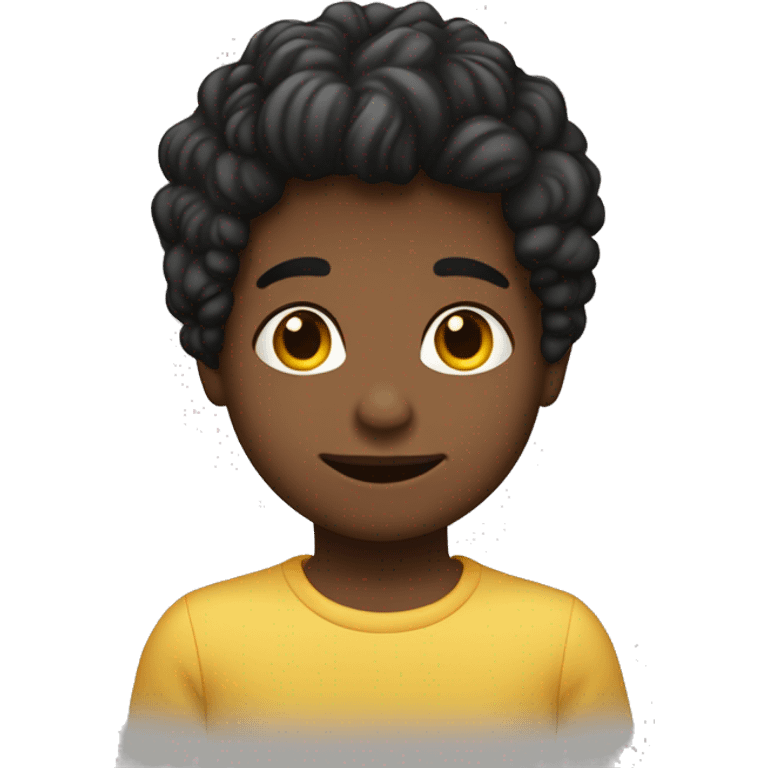 Un niño moreno con el pelo desordenado dándole un beso a un niña de pelo negro medio corto emoji