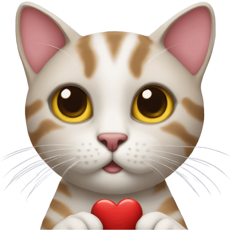 Cat holding heart emoji