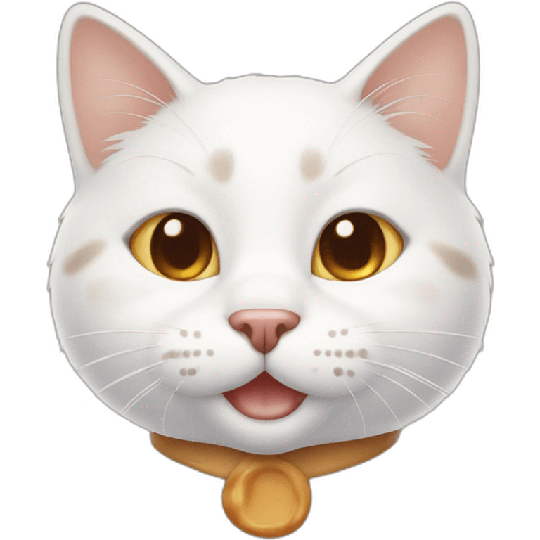 White cat with caramel spots smiling emoji