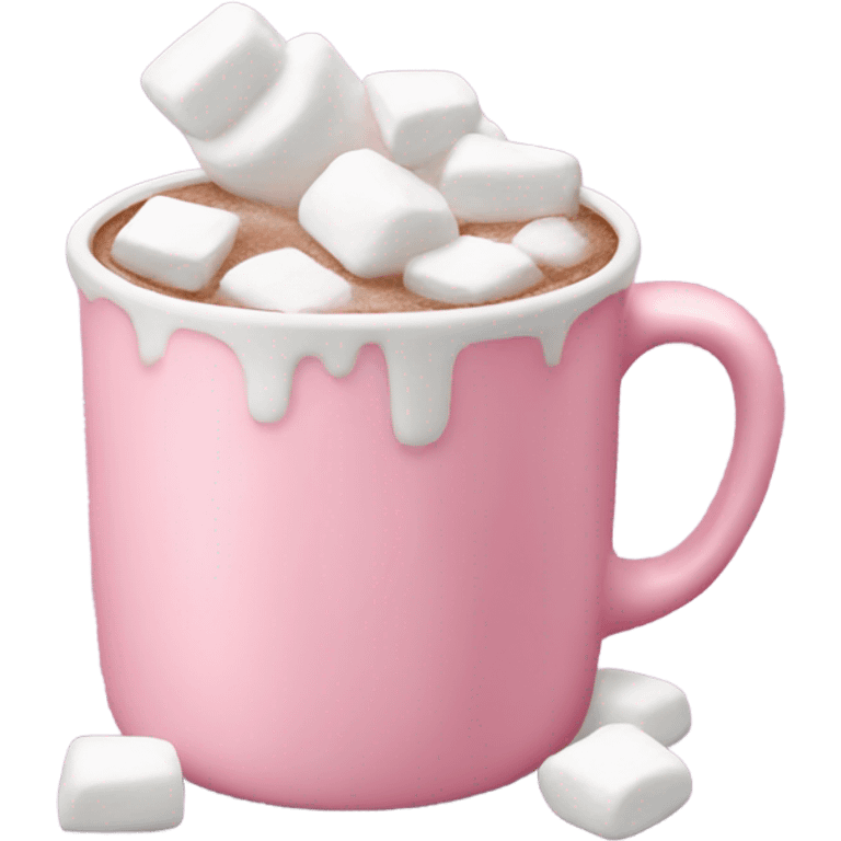 A pink mug cup fill with hot chocolate and have some marshmallows in it emoji