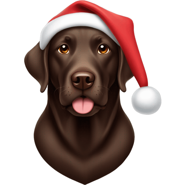 Chocolate Labrador with Santa hat emoji