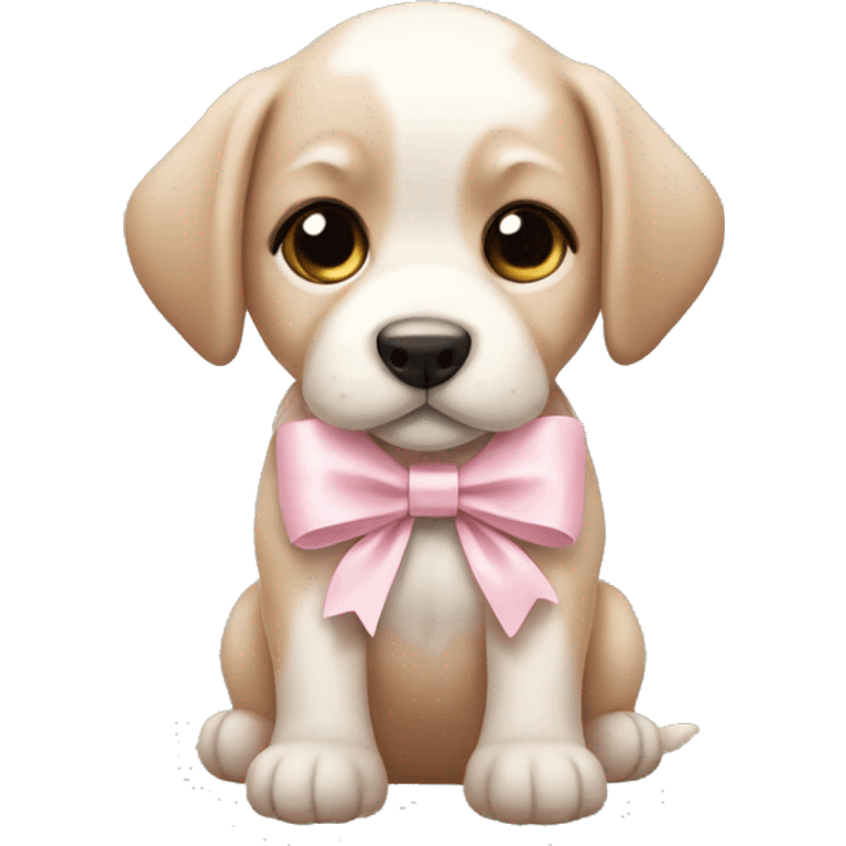 Puppy with pale pink bow emoji