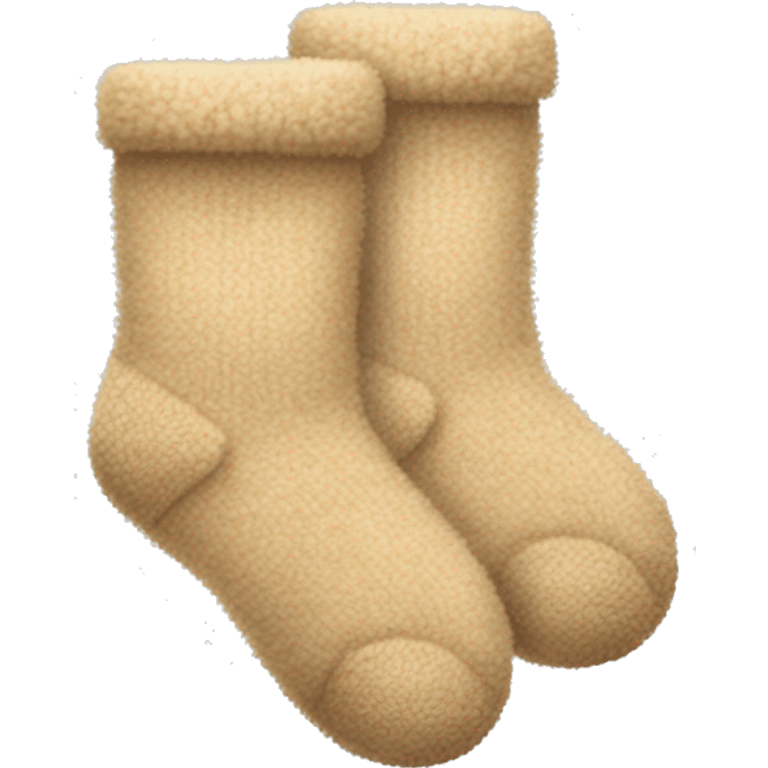 pair of beige fuzzy socks emoji