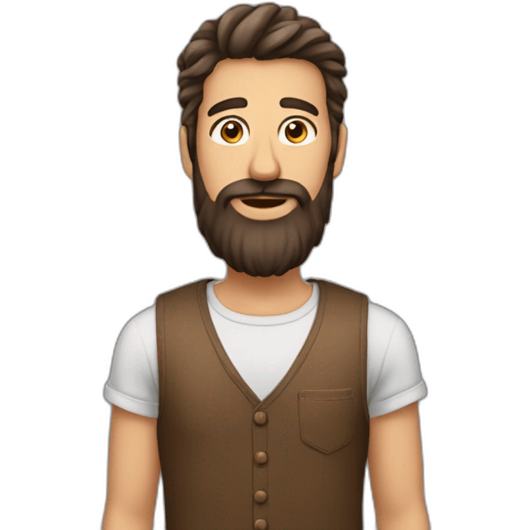 homme cheveux longs brun et barbe emoji