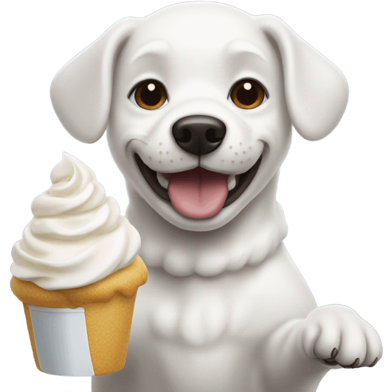 White dog eating whip cream  emoji