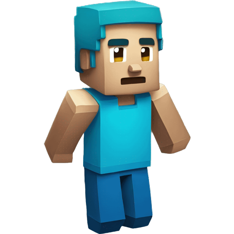 Steve from minecraft with blue tshirt emoji