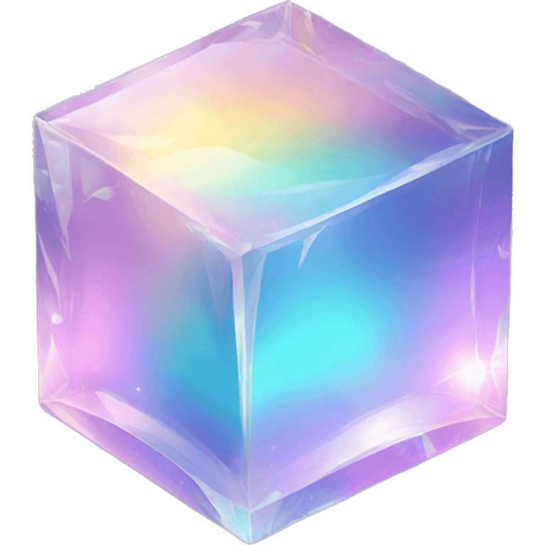 Sparkly glossy Pastel iridescent glass crystal cube emoji