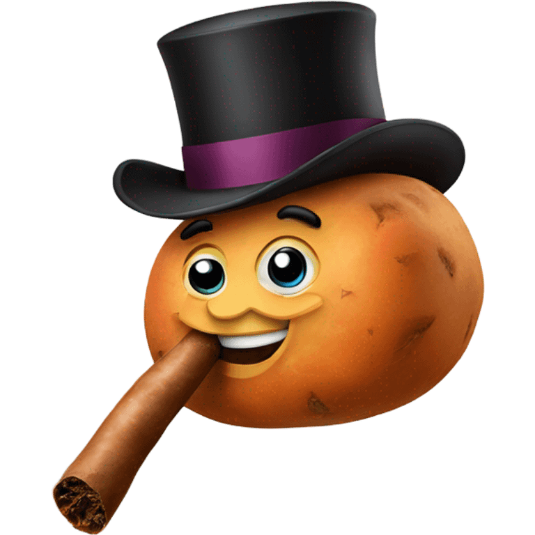 Sweet potato smoking cigar with top hat emoji