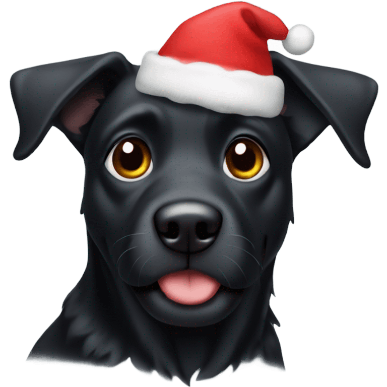 Black dog with Christmas hat emoji