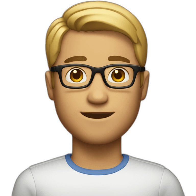 Dark blond guy with a buzz-haircut and glasses and a really short beard emoji