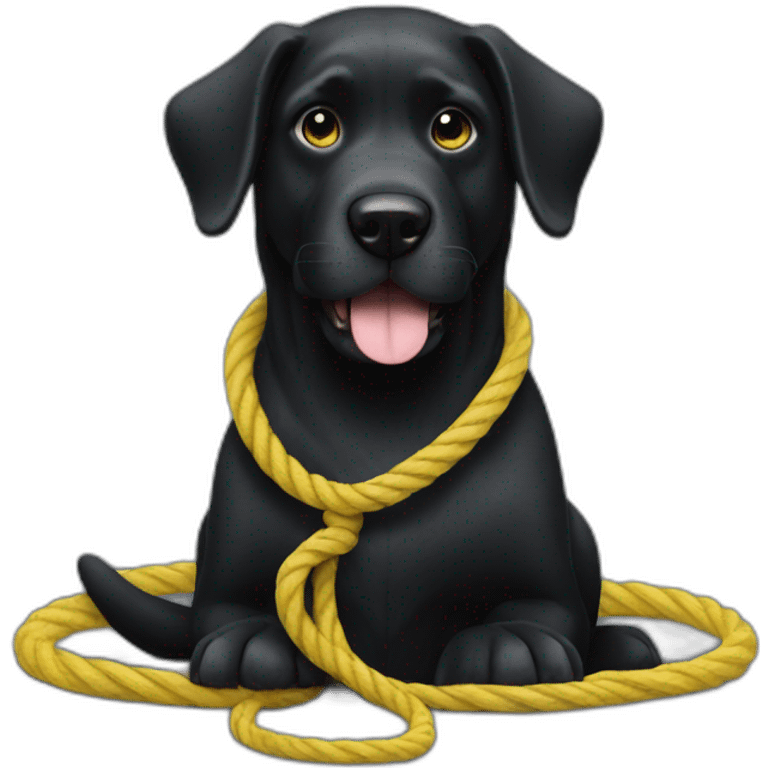 Big black dog with yellow rope ball emoji