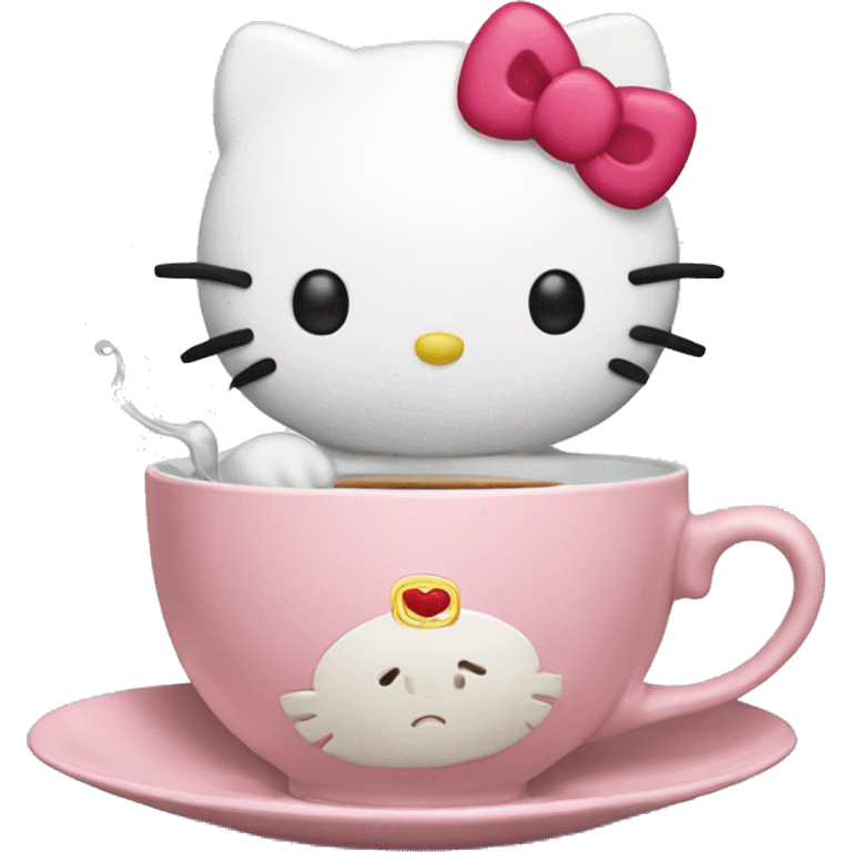 Hello kitty drinking tea emoji