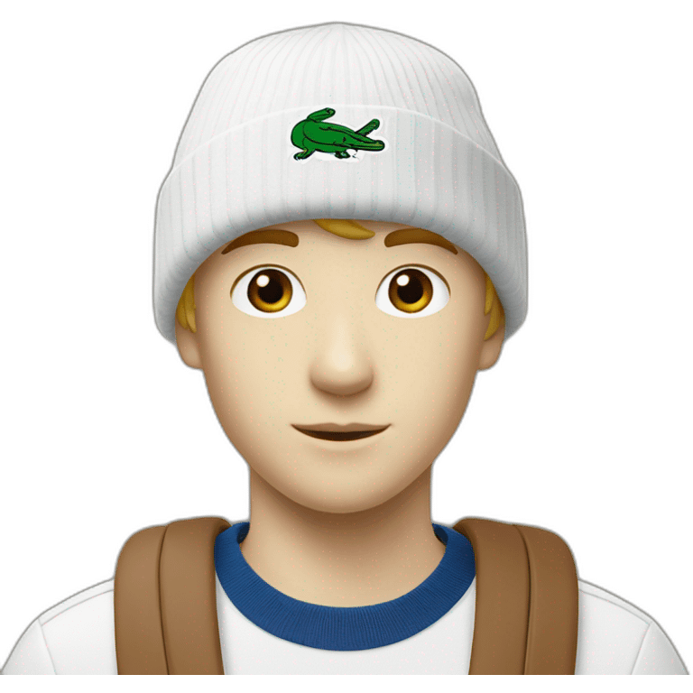 white boy using lacoste beanie with lacoste emoji