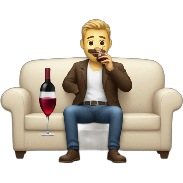 guy on couch drinking wine and cigar emoji