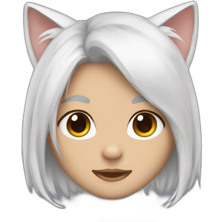 Girl white hair cat ears emoji