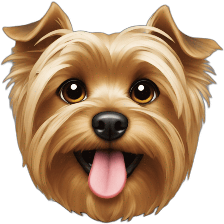  Yorkie is with black eyes licking nose  emoji