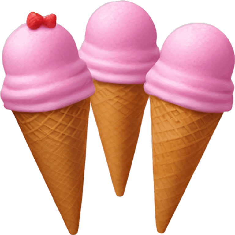 Three ice cream scoops in a pink cup  emoji