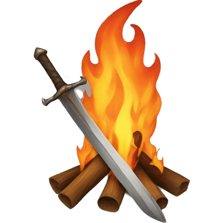 bonfire with a sword in the middle of the flames emoji