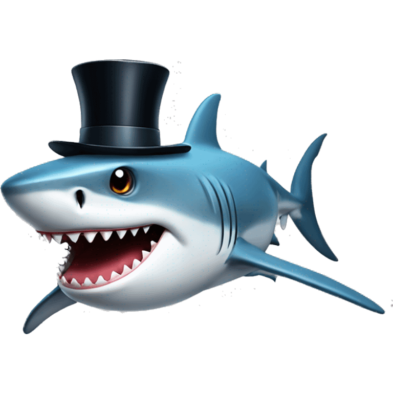 Shark with a top hat emoji