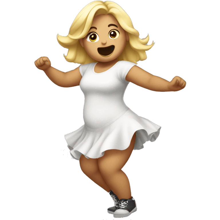 Blond chubby girl dancing emoji