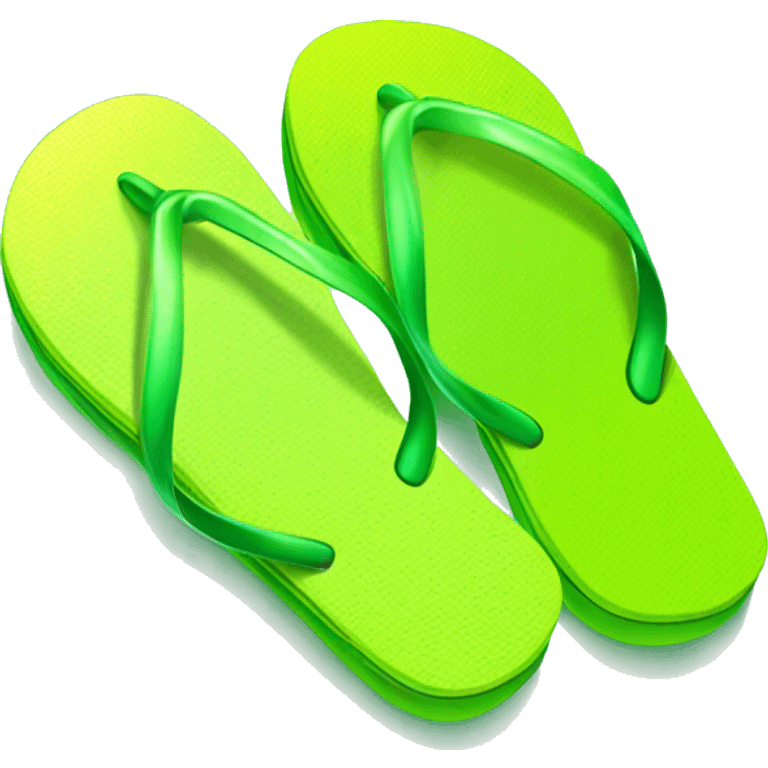 Realistic lime green gradient pair of summer flip flops isolated. emoji