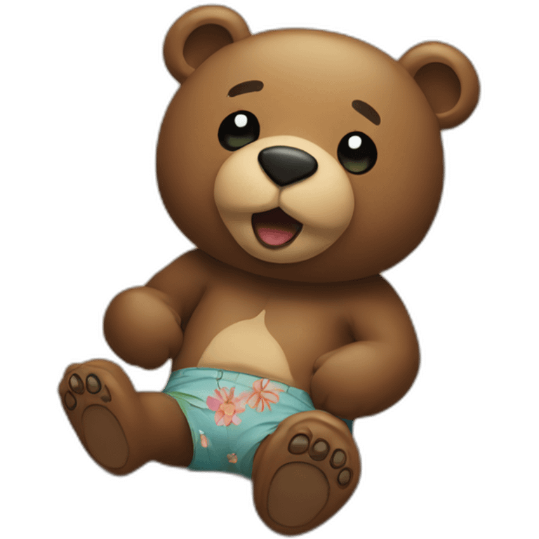 Bear with tattoos on a beach emoji