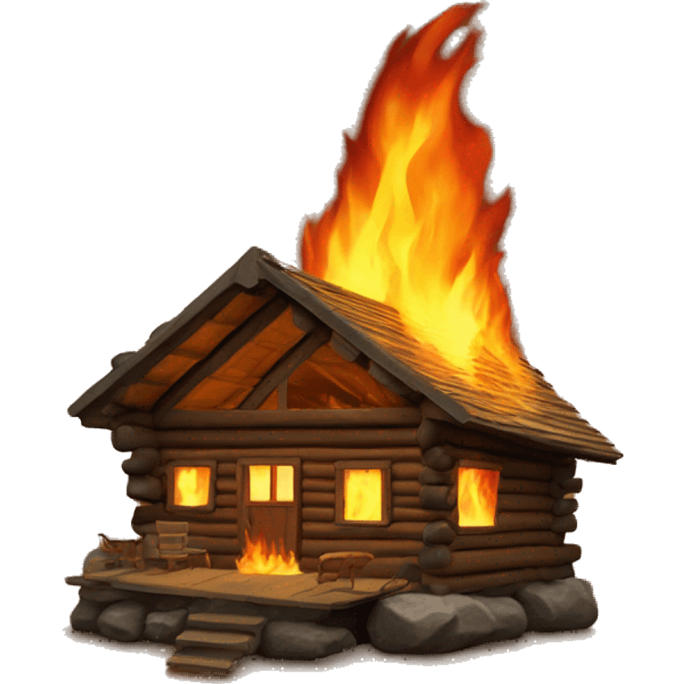 Log cabin on fire emoji