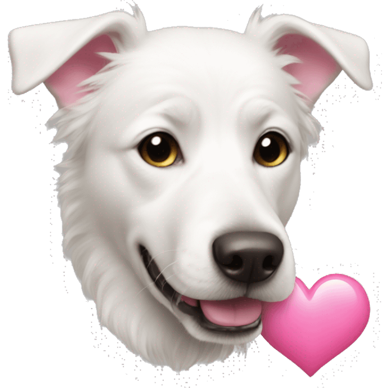 White dog pink heart emoji