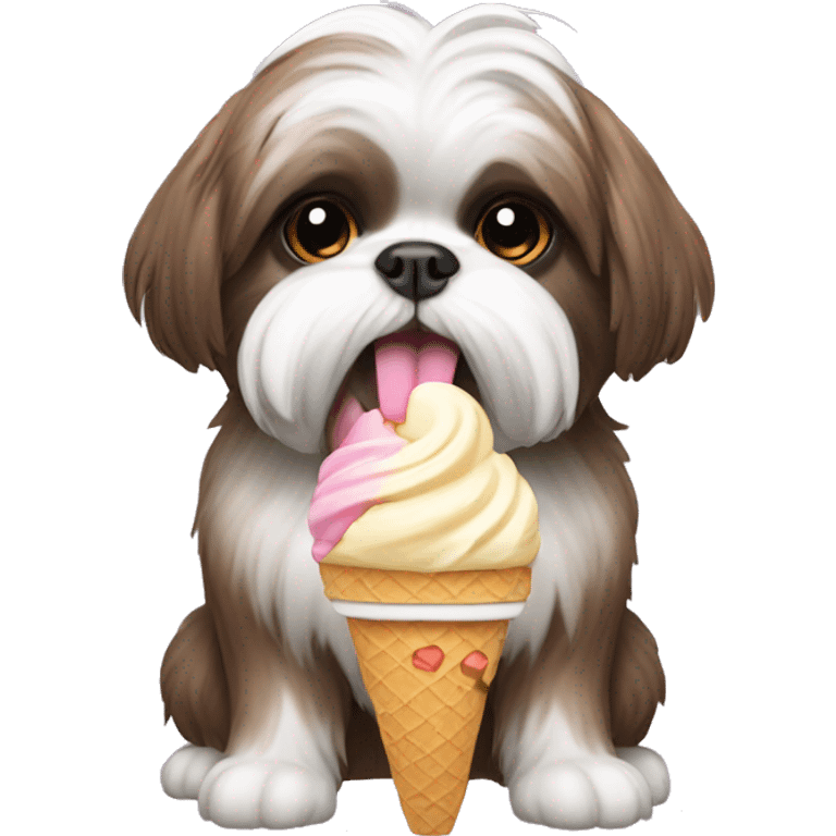 shih tzu eating ice cream emoji