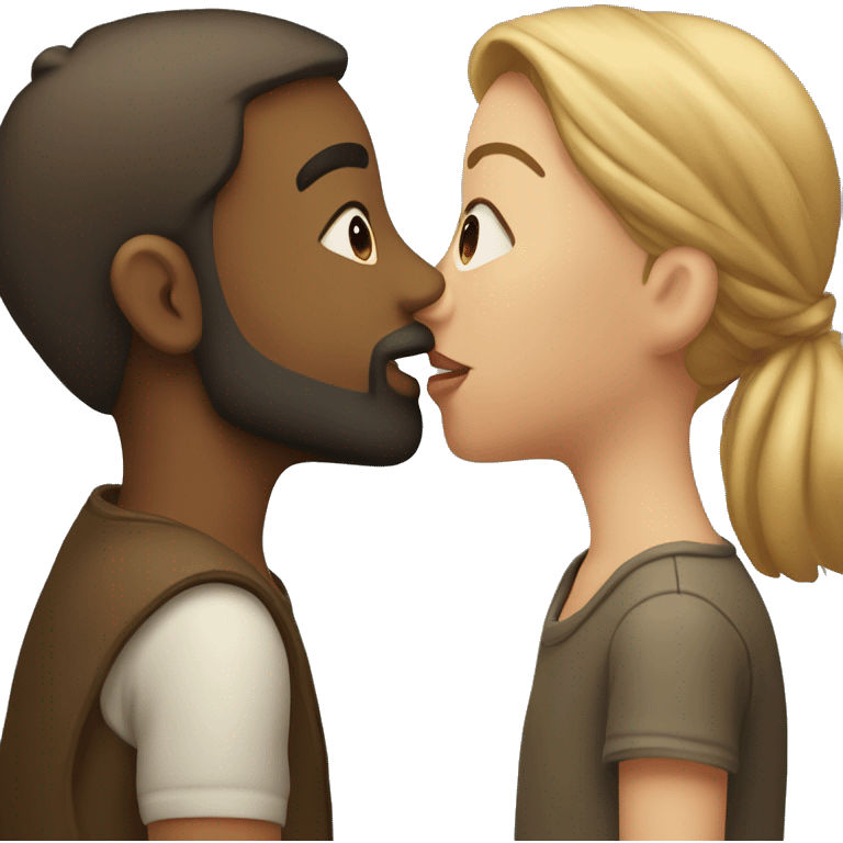 Girl kiss a boy with beard  emoji