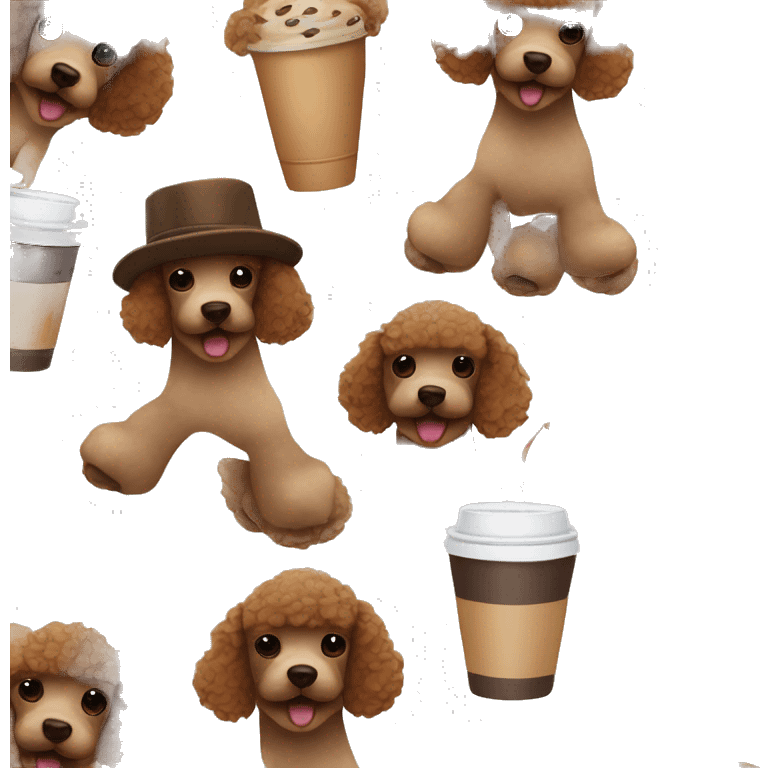 coffee, cinnabon, bow, brown poodle, hat with earflaps emoji