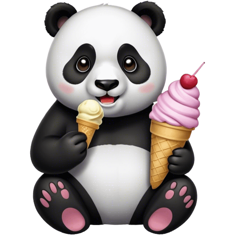 Panda eating ice cream emoji