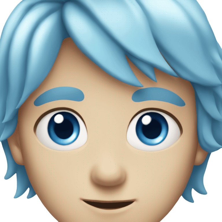 Young Caucasian boy with blue eyes and blue hair emoji