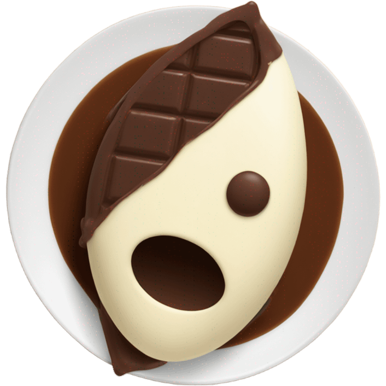 Chocolate and vanilla quenelle on glass plateemoji emoji