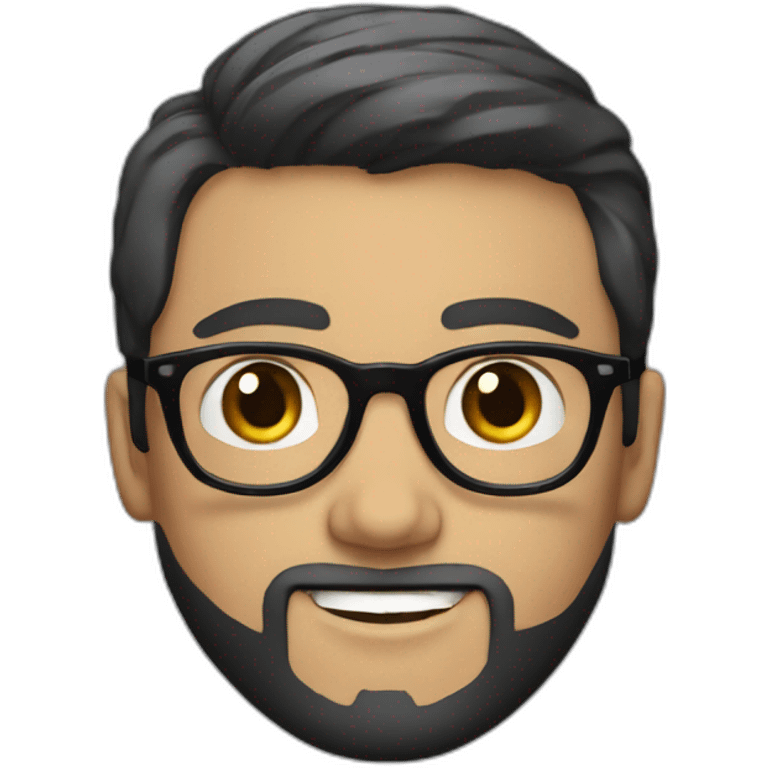 a 20 year old white man with round glasses and black beard and black straight hair emoji