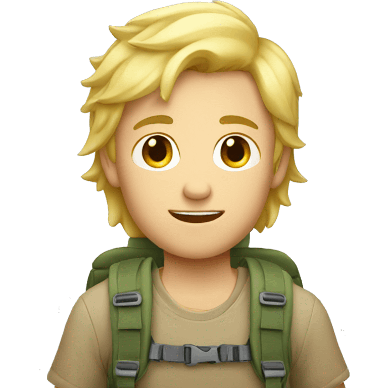 backpacking blonde boy with short emoji