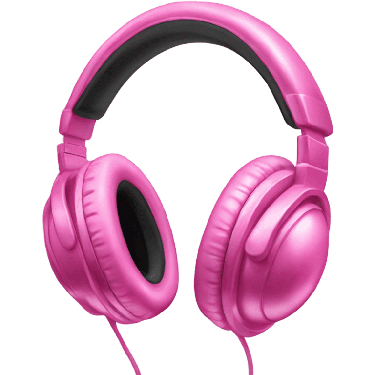 Realistic pair of metallic bubblegum pink Headphone set isolated.  emoji