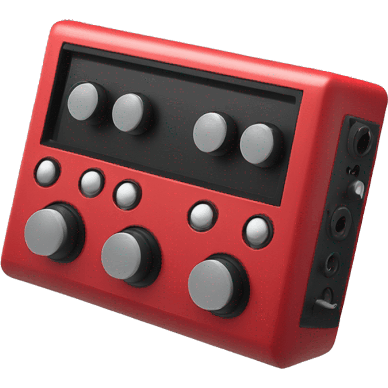 Create an emoji of a rectangular audio box that is in scarlett red and has two microphone inputs on the front. I want it lay down and only showing the front face plate. emoji