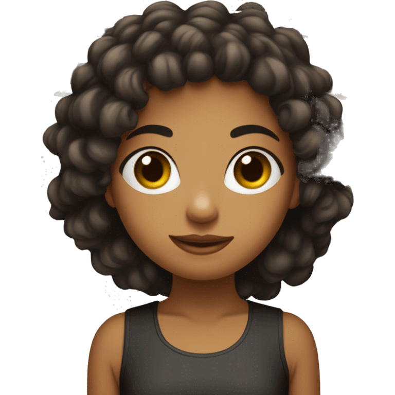 Menina de cabelo curto preto com olhos castanho emoji