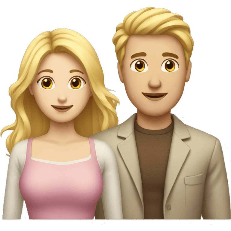 couple man with blonde hair und women with brown hair emoji