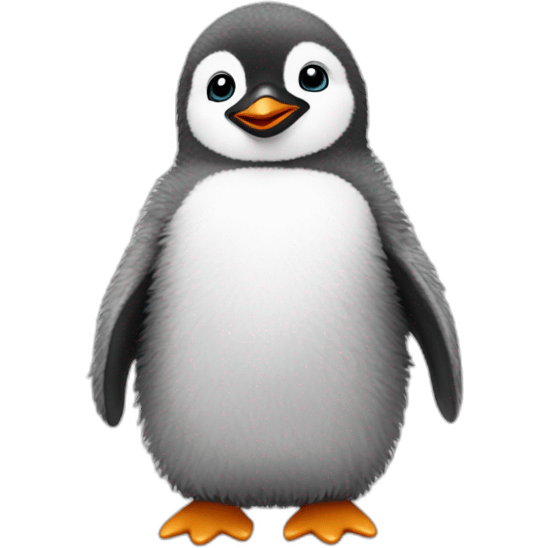 Gray fuzzy baby penguin full body emoji