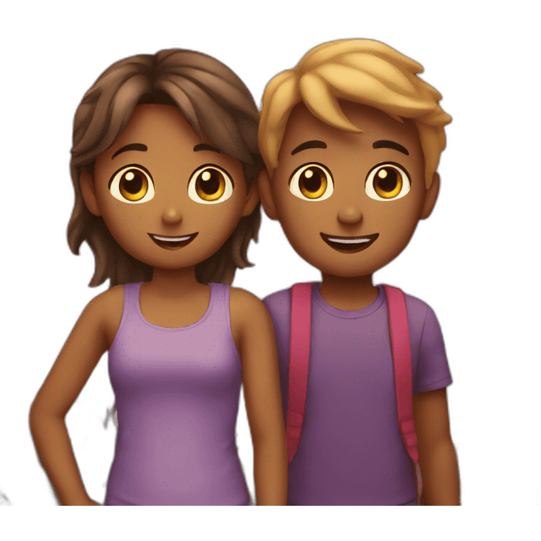 Boy and girl seeing sunset  emoji