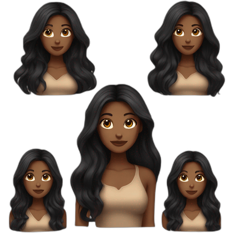 woman brown skin long dark hair with black cat emoji