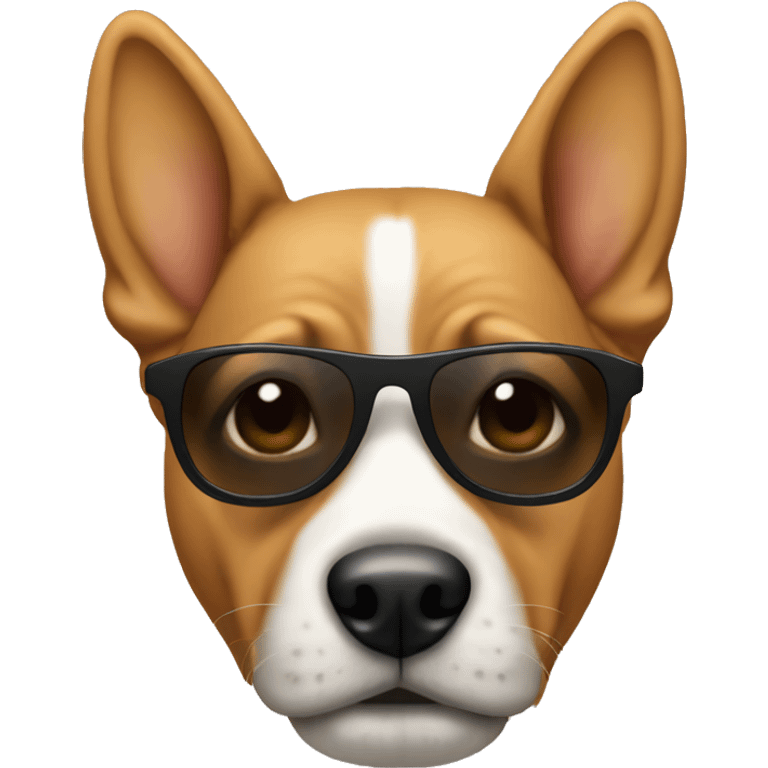 dog with shades and simple face emoji