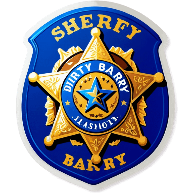 A sheriff badge that says Dirty Barry emoji