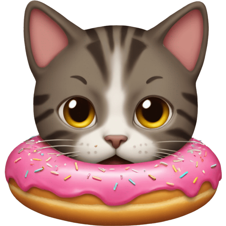 Cat aeting donut emoji