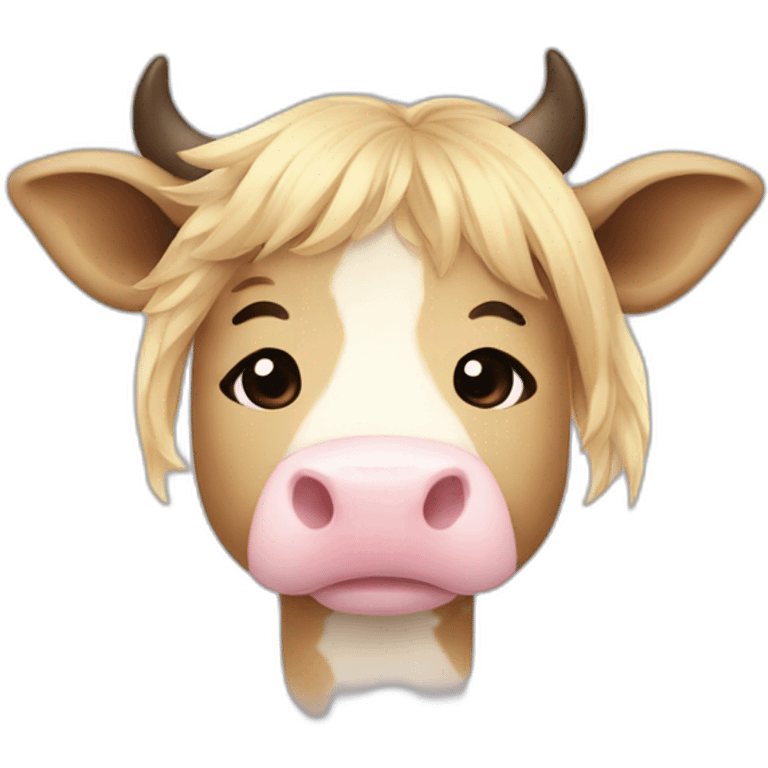 Cow with long blonde hair uwu emoji